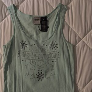 Harley-Davidson Light Green Embellished Tank Top